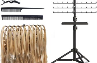 Metal 120 Pegs Braiding Hair Rack Standing, with Tray Extension Holder Hanger, Hair Divider for Braiding Separator Stand, Braiding Rack Display, Black