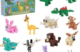 Mini Building Blocks Animals Toys – 12 Pack Party Bag Fillers, Party Bag Fillers for Kids, Birthday Present Gifts, Exchange Goodie Loot, Pass The Parcel Prizes, End of Term Gifts for Children Blocks B