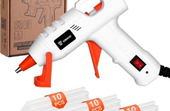 Mini Hot Glue Gun Kit: DEKOPRO 20W Hot Glue Gun with 30 x 7mm Glue Sticks for School Projects,Hobbies,Crafting,DIY,Arts & Home Repairs on Wood,Fabric,Plastic & More White-Orange