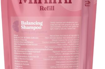 Miniml All Natural Body Wash and Bubble Bath – 1L Refill Moisturising Pink Grapefruit and Aloe Vera Sensitive Skin Eco Shower Gel Bath Soak Vegan Friendly High Foam