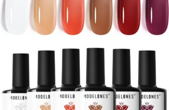 Modelones Gel Nail Polish Set, 6 Colors White Red Gel Polish Nude Jelly Gel Nail Polish Set Soak Off Brown Nail Gel Nail Art DIY Manicure Salon and Home for Women