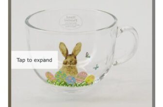Multicoloured Easter Bunny Glass Latte Mug 8x10cm