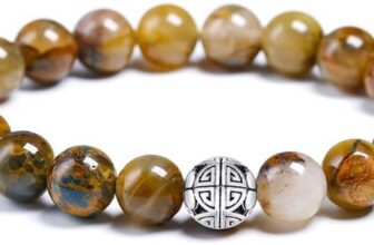 Natural 8mm Gemstones Healing Crystal Stretch Beaded Bracelet Bangle with 925 Sterling Silver Double Happiness Pendant