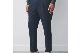 Navy Blue Slim Fit Smart Stretch Trousers with Internal Drawcord
