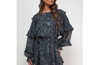 OASIS Printed Ruffle Batwing Sleeve Mini Dress 10
