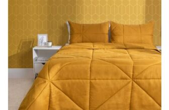 OHS Geo Quilted Duvet Set 7.5 Tog Ochre