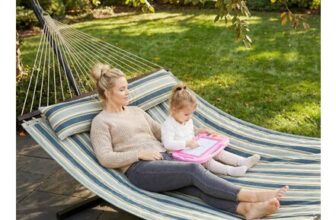 OUTSUNNY Outdoor Hammock with Stand and Detachable Pillow