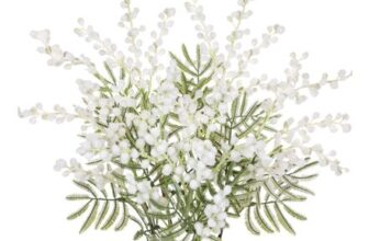 Oairse 6Pcs White Artificial Acacia Mimosa Floral Spray Decoration