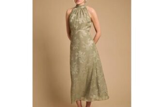 Oasis Plain Satin Burnout Halterneck Midi Dress