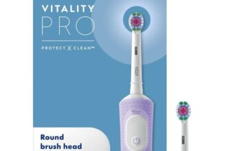 Oral-B Vitality Pro Electric Toothbrushes Adults, 1 Handle, 2 Oral B Electric Toothbrush Heads, 3 Brushing Modes Including Sensitive Plus