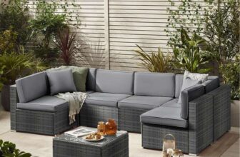 Orlando Modular Rattan 6 Seat Grey L Shape Corner Garden Sofa – Grey – Sold & Shipped by Furniturebox UK