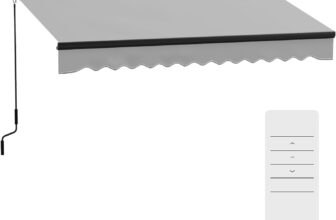 Outsunny 3 x 2m Electric Awning with Remote Controller, Aluminium Frame Retractable Awning, Half Cassette Sun Canopies for Patio Deck Door Window, Light Grey