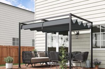 Outsunny 3 x 2m Metal Pergola Gazebo Patio Sun Shelter Retractable Canopy, Grey – With Code – Sold by Outsunny (UK Mainland)