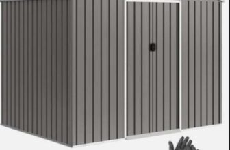 Outsunny 8 x 6ft Garden Storage Shed with Double Door, Light Grey