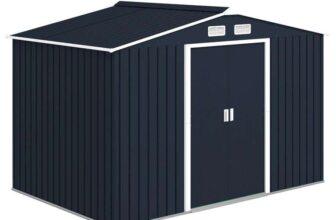 Outsunny 9 x 6FT Galvanised Garden Storage Shed with Sliding Door, Dark Grey – With Code – Sold by Outsunny (UK Mainland)