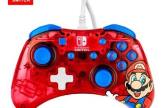 PDP Rock Candy Wired Switch Pro Controller, Mario, Red