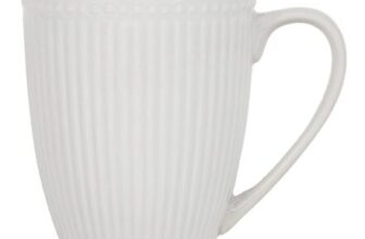 Pack of 4 Embossed Porcelain Mugs – White