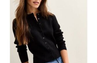Petite Black Compact Knit Crew Neck Cardigan