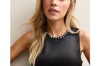 Petite Black Satin Bubble Top