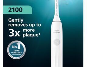 Philips Sonicare 2000 Series Electric Toothbrush – Sonic Toothbrush with 2 Intensity Levels, EasyStart Feature, SmarTimer, 14-Day Runtime, White, Model HX4021/01, New