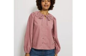 Pink Collar Long Sleeve Blouse