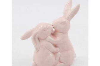 Pink Porcelain Bunny Easter Ornament 16x13cm