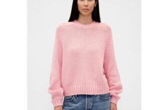 Pink Relaxed Saddle-Sleeve Crew Neck Jumper