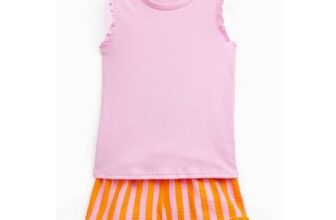 Pink Striped Frill Shortie Pyjamas 4-5 Years