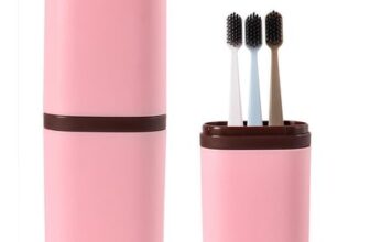 Pink Travel Toothbrush Cup Case with Seal Cover