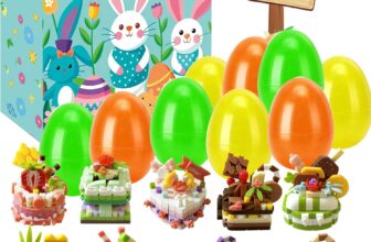 Prefilled Easter Eggs with Building Blocks Toys Inside 9 Pcs Filled Easter Eggs for Egg Hunt Basket Stuffers Party Bag Fillers for Kids Classroom Party Favors Gifts for Boys Girls