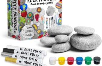 Premium Rock Painting Craft Kit – Includes Smooth Pebbles, Acrylic Paint Pens, Paints and Brushes – Decorating Hobby Gift Set