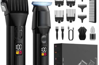 Professional Hair Clippers and Beard Trimmer for Men, Cordless Hair Trimmer Barber Clippers Hair Cutting Kit Rechargeable T-Blade Shaver Haircut Grooming Set with 10 Guide Combs Gifts for Men