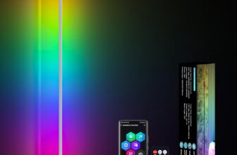 RGBIC Floor Lamp,16 Million Colors LED Floor Lamps 141 cm Lamps for Living Room with Music Sync,Standing Lamp with App and Remote Control,Gaming Ambient Lighting Corner Lamp Bedroom Decor