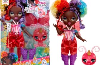 Rainbow High Littles Rainbow Fantasy Fairies & Pet – Astrid, Rainbow – 14cm Posable Small Doll & Fantasy Butterfly Pet with Interchangeable Fairy Wings, Cute Present for Children 4