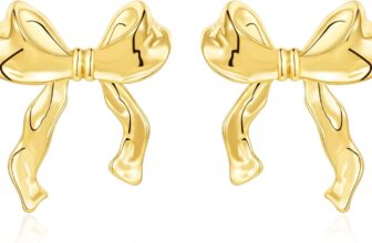 Rajputana 925 Sterling Silver Bow Earrings for Women Gold Silver Bow Ribbon Stud Earrings Cute Christmas Earrings Trendy Jewellery
