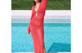 Red Knit Maxi Beach Dress