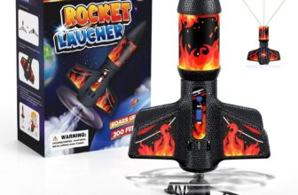 Rocket Launcher for Kids with Parachute LED Light, Flight Altitude 200 Feet, Rechargeable Self-Launching Rocket Launch for Ages 8 to14 Gift for Kid Girl and Boys Red