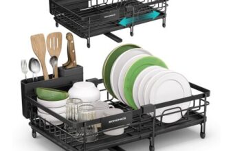 SONGMICS Dish Drying Rack, Large Extendable Dish Drainer Rack