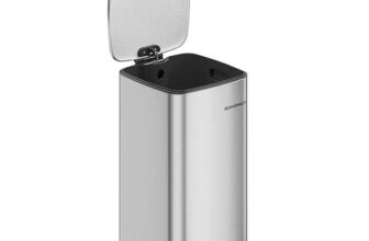 SONGMICS Kitchen Bin, 8-Gallon (30 L) Trash Bin, Stainless Steel Pedal Bin, with Inner Bucket, Soft Close and Stays Open
