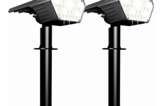 Satucol 2-Pack Solar Outdoor Spot Lights, Auto On/Off, Cool White
