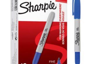 Sharpie Permanent Markers, Fine Point, Blue Ink, 12 Pens