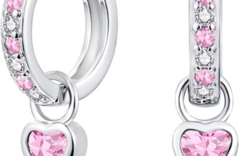 Silver Hoop Earrings for Women, 925 Sterling Silver Heart Drop Earrings for Girls with Green Fuchsia Pink Purple Sapphire Zirconia, 12mm Small Hypoallergenic Sleeper Earrings, Jewelry for Kids