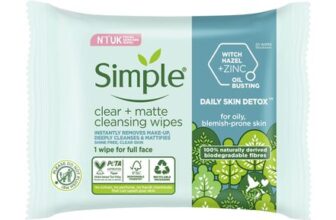 Simple Daily Skin Detox Wipes, Biodegradable, Vitamin B3, Makeup-Remover, Oily-Skin