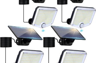 Solar Flood Lights Outdoor, 153 LEDs Solar Spot Lights Outdoor Motion Sensor, 3 Modes Garden Light Waterproof, PIR Lights for Yard Garage Shed Garden Outside, 4 Pack