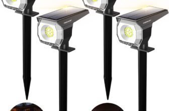 Solar Lights Outdoor Garden,18LED Solar Garden Lights,IP67 Garden Lights Solar Powered Waterproof,300LM,2 in 1 for Yard,Fence,Path,Garden,Driveway,4 Pack, Black