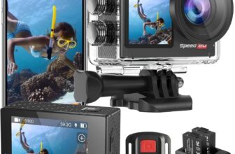 Speed 20 Action Cam 4K60FPS 40MP WiFi Underwater Camera 40M Waterproof Ultra HD Touchscreen 170 Ultra Wide Angle Ice Stabilisation 5X Zoom, 2.4G Remote Control and 2 Batteries 1350mAh