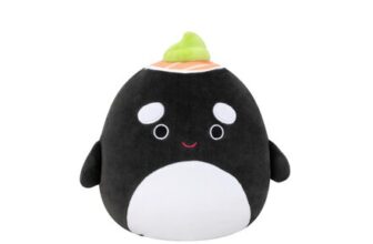 Squishmallows Kai 7.5-Inch Black Sushi Orca Whale