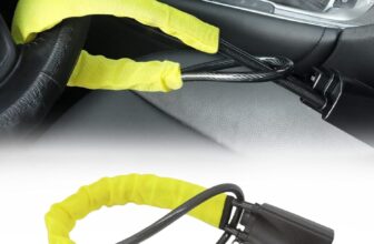 Steering Wheel Lock, Car Steering Wheel to Seat Belt Locks Universal Car Steering Locks Car Lock Anti-Theft Device with 3 Keys High Visibility Yellow Universal Fit for Cars SUVs Vans and Trucks