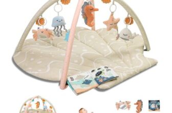 Suihuooo Baby Play Mat with 6 Detachable Toys, Beige