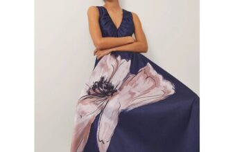 Sylvia V-Neck Floral Print Midi Dress Blue